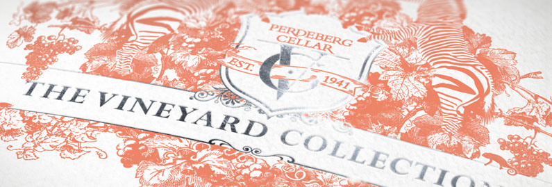 Premium Wine LAbel Design Perdeberg Vineyars Crest Silver Foiling